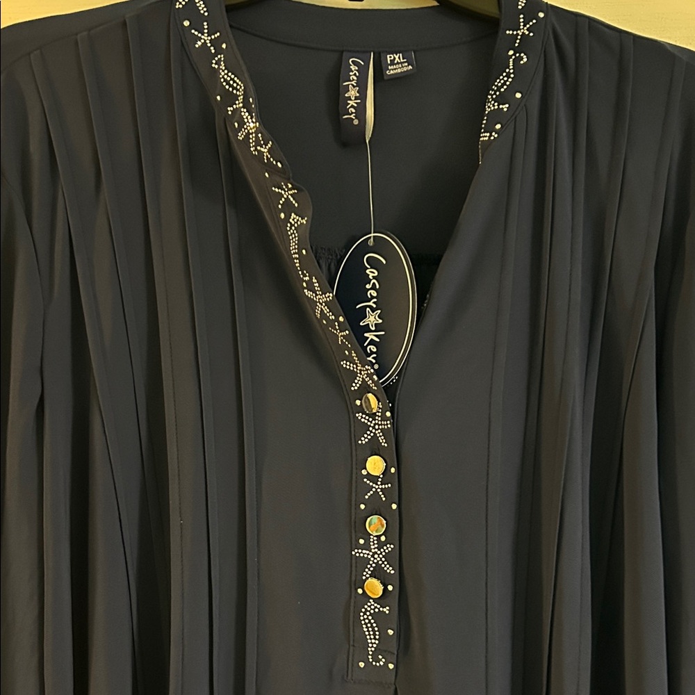 Navy Blue Embellished Women's Top